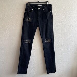 Lakenzie Distressed Snakeprint Skinny Jeans Woman’s Size S